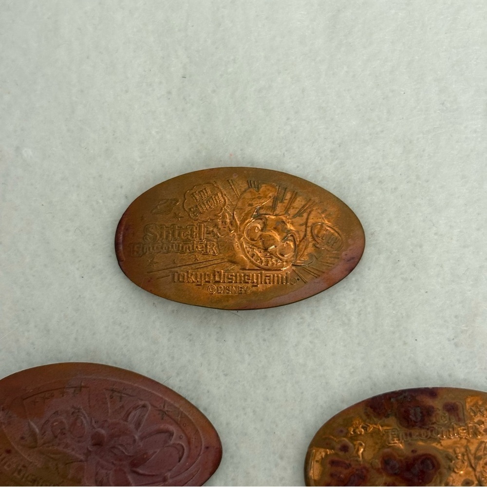 Set of 3 STITCH Tokyo Disneyland Elongated Smashed Coins TDR - Picture 2 of 7